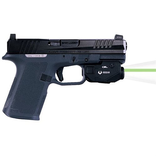 VIRIDIAN C5L er en kraftig laser/lykt med 550 lumen, grønn laser, ECR INSTANT-ON aktivering og oppladbart batteri, perfekt for selvforsvar.