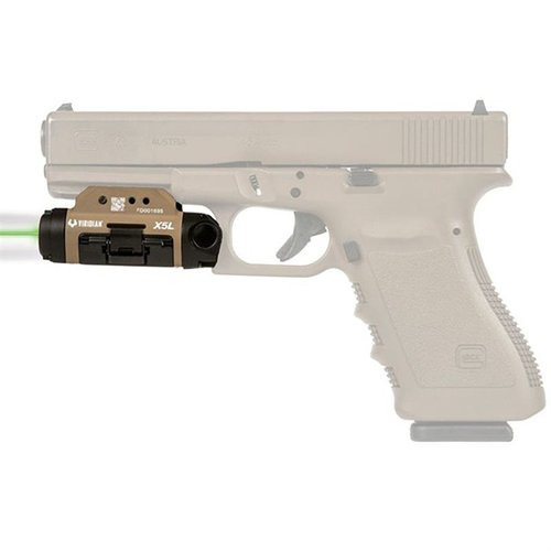 Viridian X5L Gen 3 kombinerer en kraftig 500 lumen LED-lampe med en 5mw grønn laser, perfekt for dag og natt, med INSTANT-ON teknologi for rask aktivering.