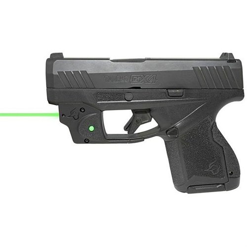VIRIDIAN E SERIES™ grønn lasersikte for Taurus GX4/GX4XL tilbyr enkel montering, ambidextrøs av/på knapp, og en rekkevidde på opptil 100 yards i dagslys.