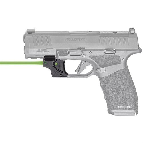 VIRIDIAN E SERIES™ grønn laser sikte for Springfield Armory Hellcat Pro er enkel å montere, har ambidekster on/off knapp og rekkevidde på opptil 100 yards.