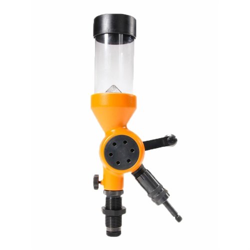 Lyman Brass Smith Powder Measure gir presise målinger med justerbar mikrometer, CNC-maskinert stål, og baffle for jevn pulverflyt, perfekt for alle kalibre.