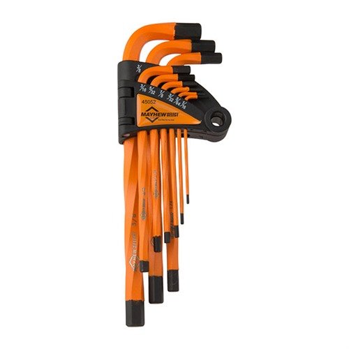 MAYHEW Heavy Duty Twisted Hex Key Set er laget av S2 verktøystål, gir økt dreiemoment, har lengre skaft for bedre moment og er korrosjonsbestandig.
