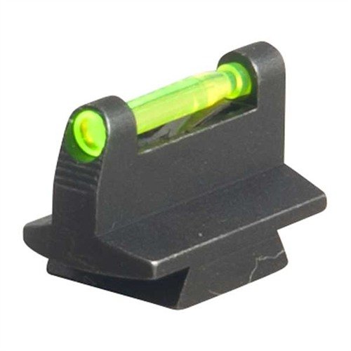 RIFLE FIBER OPTIC FRONT SIGHT fra HIVIZ tilbyr seks utskiftbare fiberoptiske stenger for optimal sikte under alle lysforhold, med høy kontrast mot mørke mål.