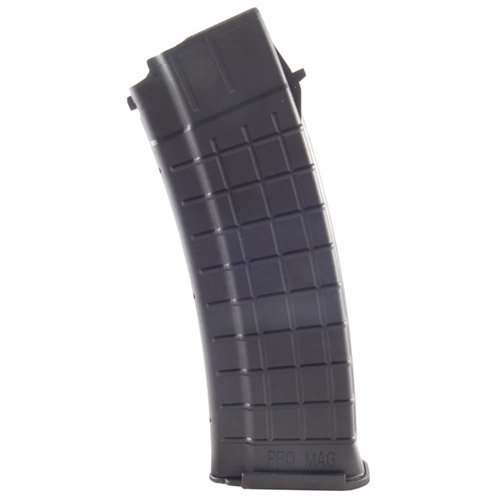 AK-47 30RD MAGAZINE i polymer svart har en selvsmørende follower og en robust, lett kropp for pålitelig mating og godt grep, ideell for taktiske situasjoner.