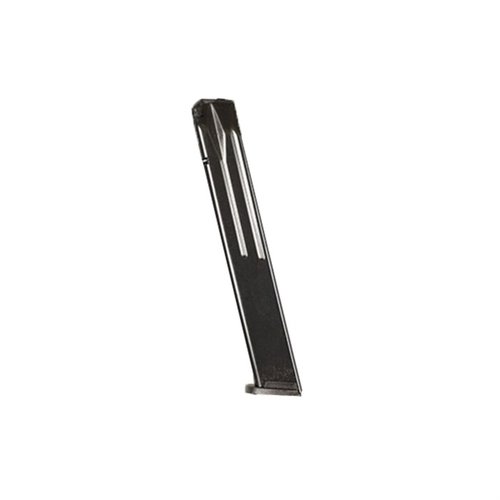 SIG SAUER P320 32RD 9MM MAGAZINE fra PRO MAG gir høy kapasitet med 32 skudd, laget av slitesterk blå stål for pålitelighet og holdbarhet.