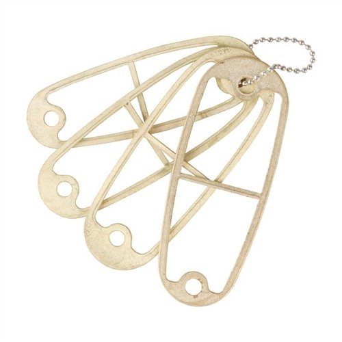 PACHMAYR RECOIL PAD GRINDING TEMPLATE i messing forhindrer at du skjærer i stålforsterkningsplater og gir presis plassering under formingen av recoil pads.