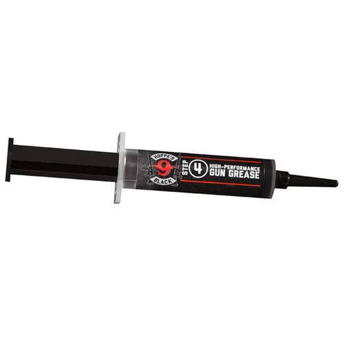 Hoppe's Black Gun Grease Syringe (12cc) gir presis smøring av AR-15 og andre våpen, tåler -65 til 540 grader Fahrenheit og sikrer langvarig ytelse.