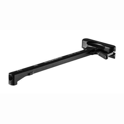 Precision Reflex Gas Buster Charging Handle for AR-15/M16 avviser gass og smuss fra ansiktet, laget av slitesterk 7075 T6 aluminium for pålitelighet under press.