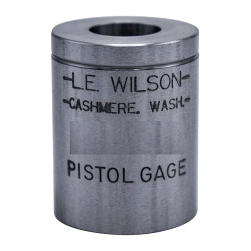 WILSON PISTOL MAX CASE GAGES gir nøyaktig måling av kritiske dimensjoner som mouth diameter, base diameter og headspace, perfekt for presis omforming av pistolhylser.