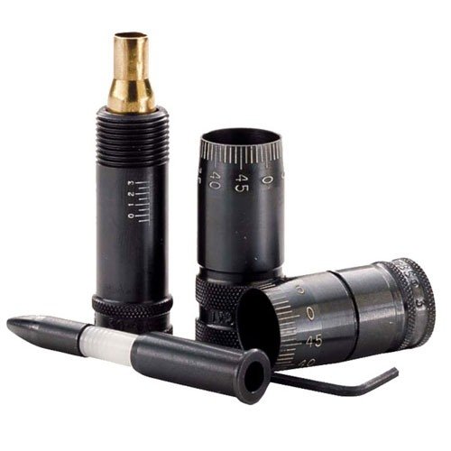 Med PRECISION MIC CARTRIDGE HEADSPACE TOOL kan du nøyaktig justere full lengde sizing dies for ønsket shoulder bump, inkludert verktøy for bullet seating depth.