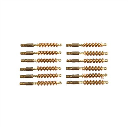Dozen Pack Bronze Pistol Brushes fra Sinclair International gir deg 12 høykvalitets børster for effektiv rengjøring av 22 kaliber pistoler. Perfekt for vedlikehold!