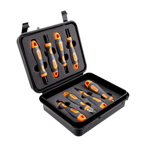 Lyman Universal Case Prep Accessory Set inneholder alle nødvendige verktøy for hylseforberedelse, perfekt for å komplementere enhver hylsetrimmer.