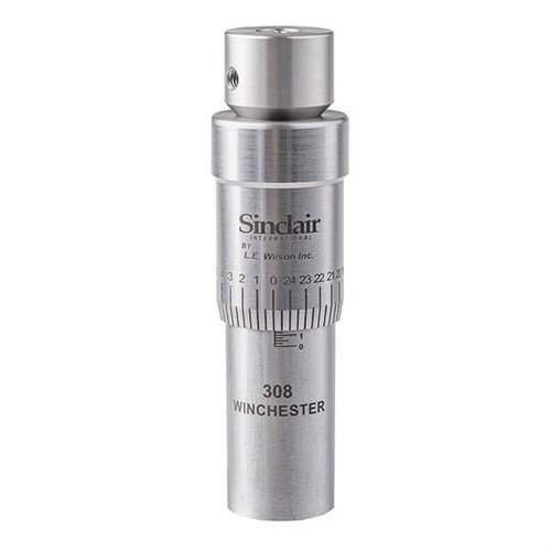 Sinclair/L.E. Wilson Micro-Adjust Bullet Seaters gir presise justeringer av settedybde med .0005" klikk, laget av 416 rustfritt stål for optimal kvalitet og ytelse.