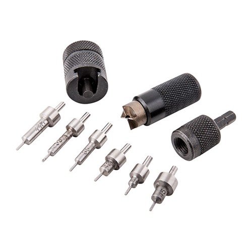 E-ZEE TRIMMER fra Lyman gir presis trimming av hylser for hånd eller med strømtilkobling, inkludert adaptere for populære kalibre som 9mm og .45ACP.