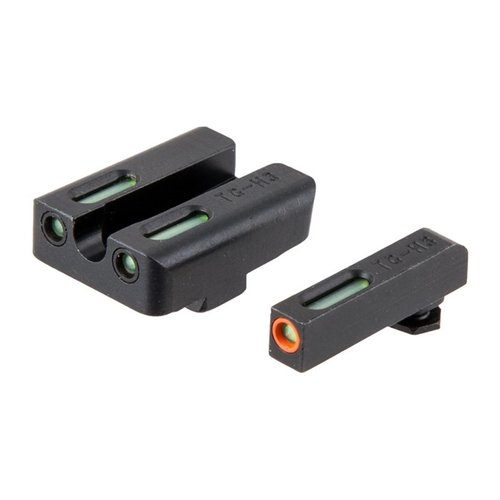 TFX Pro Night Sights for Glock gir konstant belysning med Tritium og fiberoptikk, er hermetisk forseglet for beskyttelse mot kjemikalier og oljer.