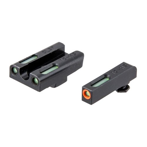 TFX Pro Night Sights for Glock® gir konstant belysning med Tritium, forsterker omgivelseslys med fiberoptikk, og er beskyttet mot kjemikalier og rengjøringsmidler.