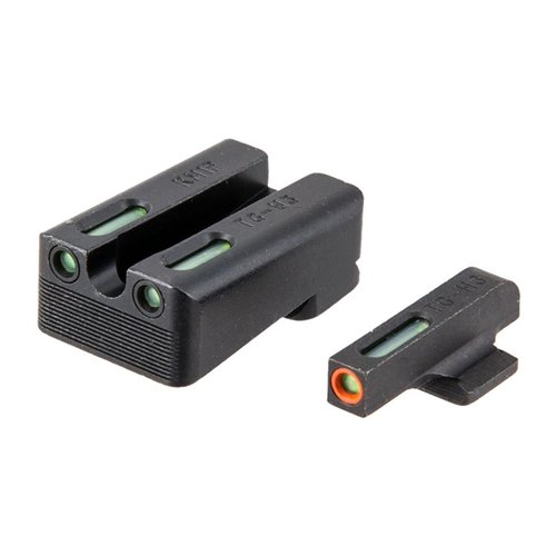 TFX Pro Night Sights gir konstant belysning med Tritium og fiberoptikk, er hermetisk forseglet for beskyttelse, og har raskere måletaking med oransje ramme.