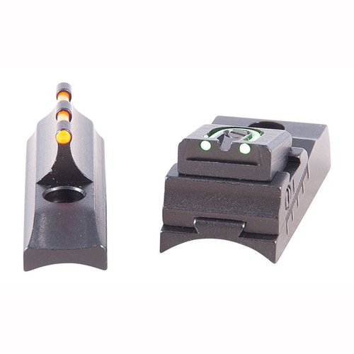 TRADITIONS BUCKHUNTER SIGHT SET har kontrasterende røde og grønne fiberoptiske prikker for rask sikting, justerbar 'U'-notch bakre sikte for presisjon på lang avstand.