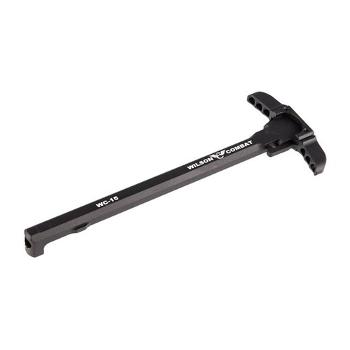 Wilson Combat Bullet Proof Ambidextrous Charging Handle gir deg forbedret grep, raskere lading, og bedre gassdefleksjon for AR-15, perfekt for både høyre- og venstrehendte.