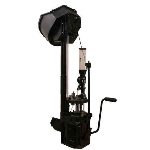 Frankford Arsenal X-10 er en robust 10-stasjons progressiv ladepresse med case feeder, perfekt for hjemmeladere som ønsker høy kapasitet og enkel bruk.