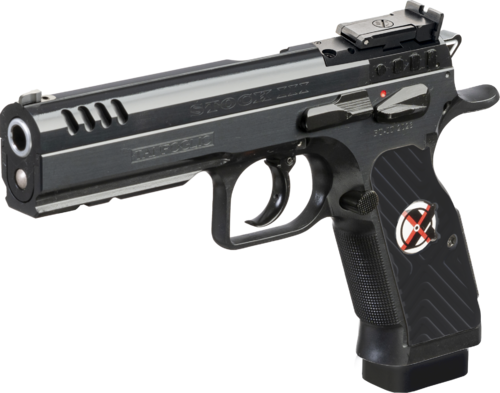 TANFOGLIO Stock III PRO Optics 9mm er en Optic ready pistol med justerbart supersight, 3 magasiner og universalplate for rødpunksikte i kvalitetskoffert.