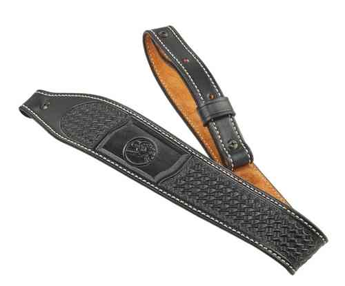 Henry Leather Basket Weave Rifle Slings tilbyr førsteklasses skinn med et elegant kurvmønster, sueded lining for et sikkert grep, og enkel festing med 1